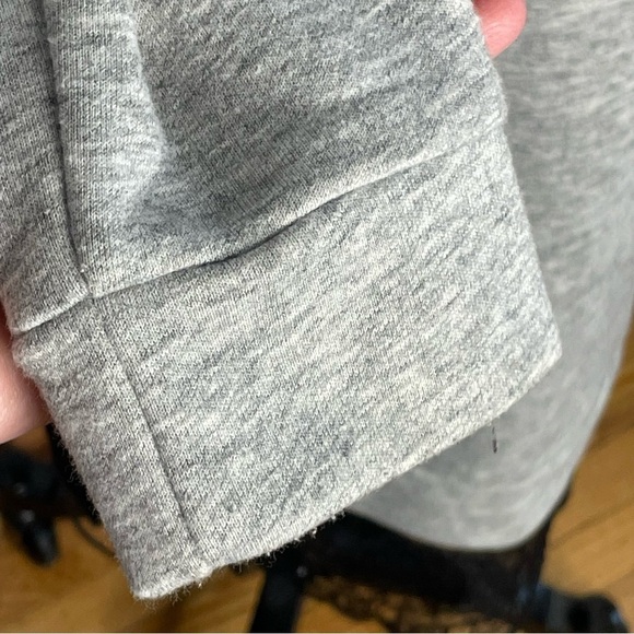 BCBGMAXAZRIA Gray Sweatshirt Dress with Lace Hemline- Size Medium - Picture 7 of 12